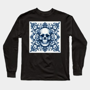 Delft Tile With Skull No.1 Long Sleeve T-Shirt